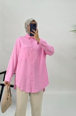 8486-siena kumaş-tek cepli gömlek-pembe