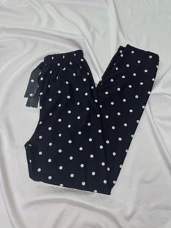 Ç2028 - süet kumaş puantiyeli  pijama altı - siyah