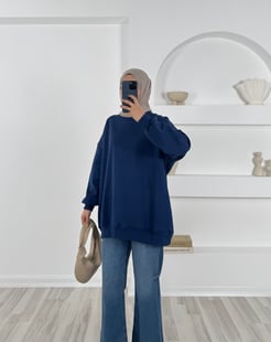 2669-üç iplik şardonlu sweatshirt-lacivert