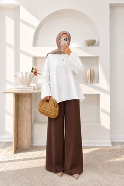 5589-poplin kumaş asimetrik bağlamalı tunik-beyaz