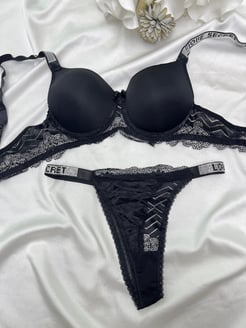 Ç3298 - destekli dantelli sütyen takımı - siyah