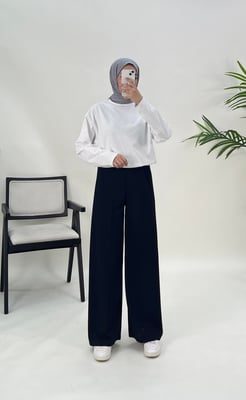 3278-sukuba krep kumaş-beli lastikli pantolon-lacivert