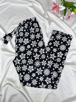 Ç2028 - süet kumaş küçük yıldızlı  pijama altı-siyah