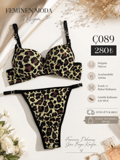 ç044 DESTEKLİ SÜTYEN TAKIMI-LEOPAR
