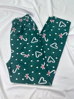 Ç2028 - süet kumaş kalpli pijama altı - yeşil