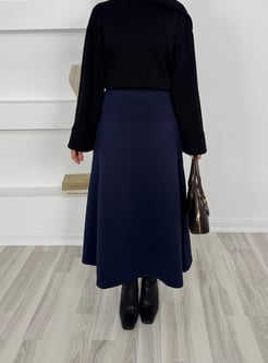 0822-beli lastikli sukuba etek-lacivert