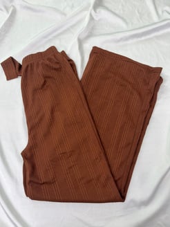 ç9316 - çift burgu bol paça  pijama altı - acı kahve 
