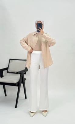 8782-skuba krep kumaş-esnek bel pantolon-beyaz