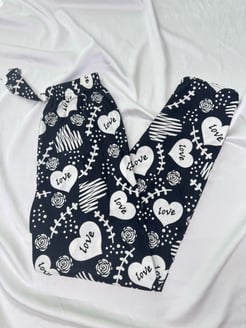 Ç2028 - süet kumaş love pijama altı - siyah