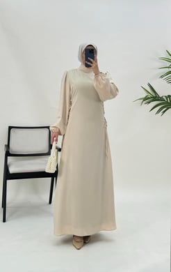 8324-saten kumaş-yandan biyeli elbise-taş