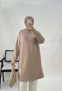 1542-oysho kumaş-armalı tunik-sütlü kahve