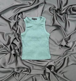 90609 Düz Renk Crop Su Yeşili