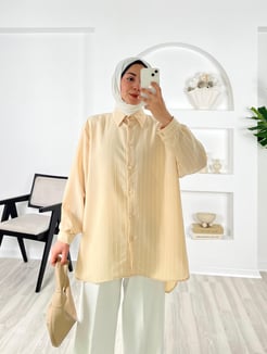 6387-limda kumaş-çizgi detaylı tunik-taş