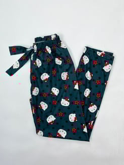 Ç62-R136-R139 Süet Kumaş Pijama Altı Hello Kitty - Yeşil