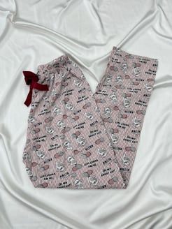 Ç565 -KEDİ DESENLI BALONLU PIJAMA ALTI - GÜL KURUSU 