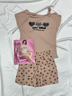 Ç1216 - CHIC GIRLS ŞORTLU PIJAMA TAKIMI - SOMON 