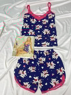 Ç7459- ESNEK ŞORTLU AYICIKLI PIJAMA TAKIMI - LACIVERT