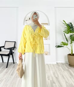 7462-jakar kesme kumaş-önden bağlamalı kimono-sarı