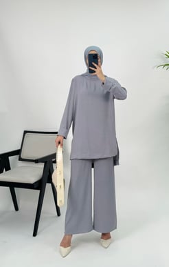 2126-ayrobin kumaş-düz model ikili takım-gri