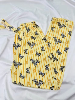 Ç9068 - milan kumaş kelebekli pijama alı - sarı