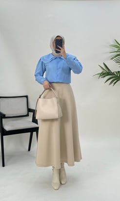 5194-terikoton kumaş-yaka detaylı gömlek-bebe mavisi