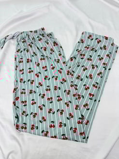 Ç9068 - milan kumaş kirazlı pijama altı - su yeşili 