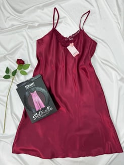 Ç10043 - SATİNELLA DOMINAT SATEN GECELIK - BORDO 
