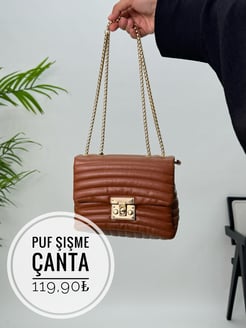 30915 Puf Şişme Suni Deri Çanta - taba