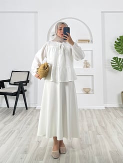 4531-müslin kumaş-önden bağlamalı ve düğmeli kimono-beyaz