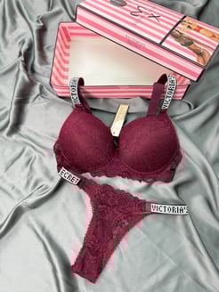 Ç953 Victoria Secret Dantelli Sütyen Takımı(özel kutusuyla)- BORDO