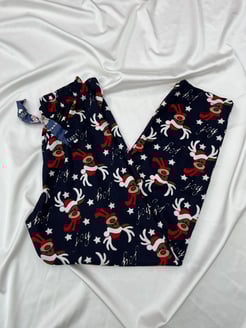 Ç2028 - süet kumaş geyik desenli pijama altı - LACIVERT