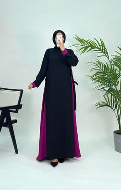 20198 J73+ayrobin kumaş yanları renkli elbise mor