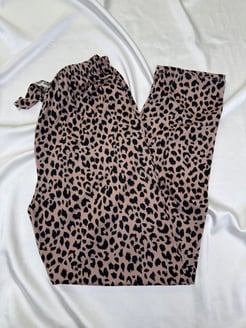 Ç9068 - MİLAN KUMAŞ LEOPAR PİJAMA ALTI - KAHVEREGİ 