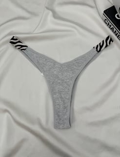 Ç29924 - FİTİLLİ YANLARI ZEBRA TANGA - GRİ 