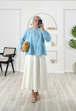 4531-müslin kumaş-önden bağlamalı ve düğmeli kimono-bebe mavisi