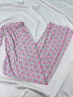 Ç9068 - milan kumaş pembe kalpli pijama altı - füme