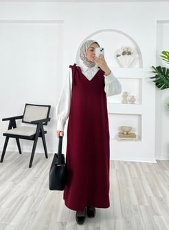 9641-dabıl kumaş-omuz detaylı V yaka jile-bordo