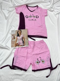 Ç7768 Esnek Şortlu Pijama Takımı Pembe