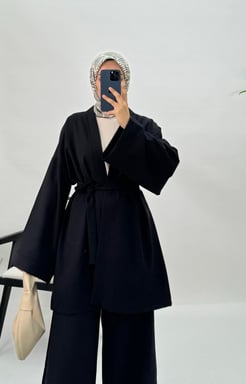 3388 A176+dabıl kumaş kimono takım siyah 