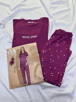 ç14384 - kısa kollu make good pijama takımı - mor 