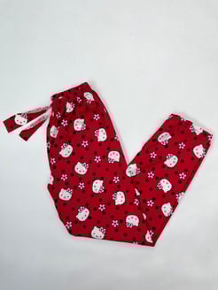 Ç62-R136-R139 Süet Kumaş Pijama Altı Hello Kitty - Kırmızı