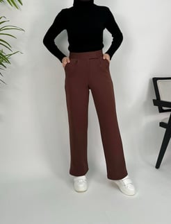 7273-skuba krep kumaş pantolon-acı kahve