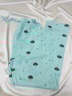 Ç565 - yaprak desenli çizgili pijama altı - turkuaz  