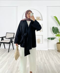 3752-poplin kumaş-önden bağlamalı kimono-siyah