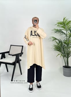 0273 E88+İKİ İPLİK KUMAŞ ULCA BASKILI SWEATSHİRT TAŞ