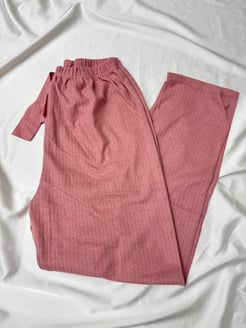 Ç2219 - FİTİLLİ PIJAMA  ALTI - GÜL KURUSU