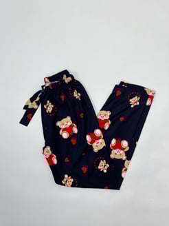Ç62-R136-R139 Süet Kumaş Ayıcıklı Pijama Altı Lacivert kırmızı