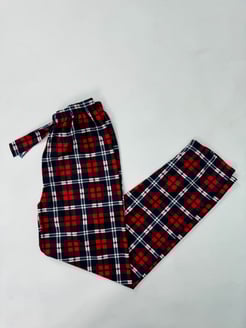 Ç62-R136-R139  Süet Kumaş Pijama Altı Kareli - Beyaz Şeritli