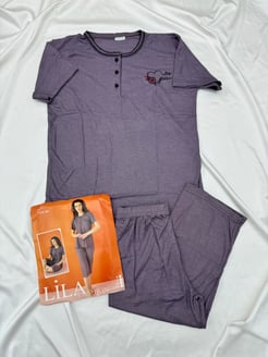 Ç06- ÖNÜ DÜGMELI FITILLI KISA KOLLU KAPRI PIJAMA TAKIMI - MURDUM