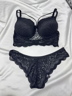 Ç5966 - DESTEKLİ ÇAPRAZ İPLİ BRALET TAKIMI - SİYAH  